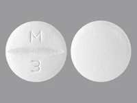 Pill with imprint M 3, white, round, 11 mm (Metoprolol Succinate 100 mg)