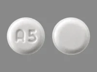 Pill with imprint A5, white, round, 2 mm (Amlodipine Besylate 5 mg)