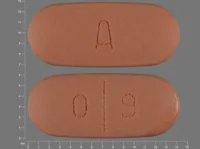 Pill with imprint 0 9 A, brown, capsule, 14 mm (Mirtazapine 30 mg)