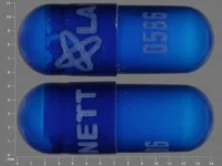 Pill with imprint LANNETT 0586, blue, capsule, 14 mm (Dicyclomine Hydrochloride 10 mg)