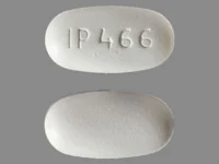 Pill with imprint IP 466, white, oval, 19 mm (Ibuprofen 800 mg)