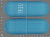 Pill with imprint 1190, blue, capsule, 15 mm (Tolterodine 4 mg)