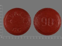 Pill with imprint 90 ADALAT CC, pink, round, 15 mm (Nifedipine 90 mg)