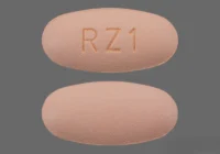 Pill with imprint RZ1, orange, oval, 17 mm (Ranolazine 500 mg)