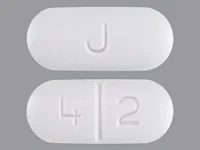 Pill with imprint 4 2 J, white, capsule, 16 mm (Modafinil 200 mg)