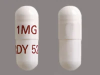 Pill with imprint 1MG RDY526, white, capsule, 14 mm (Tacrolimus 1 mg)