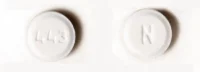 Pill with imprint 443 N, white, round, 7 mm (Misoprostol 100 mcg)