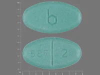 Pill with imprint 887 2 B, green, oval, 9 mm (Estradiol 2 mg)