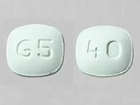Pill with imprint G5 40, green, rectangle, 10 mm (Pravastatin Sodium 40 mg)