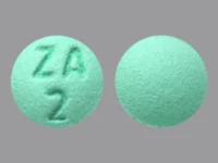 Pill with imprint ZA 2, green, round, 6 mm (Amitriptyline Hydrochloride 25 mg)