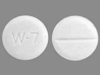 Pill with imprint W 7, white, round, 8 mm (Captopril 12.5 mg)
