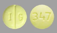 Pill with imprint IG 347, yellow, round, 7 mm (Nadolol 20 mg)