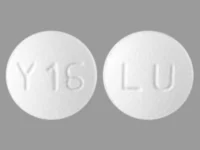 Pill with imprint LU Y16, white, round, 7 mm (Quetiapine 50 mg)