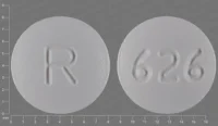 Pill with imprint R 626, white, round, 8 mm (Zafirlukast 20 mg)