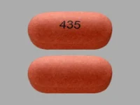 Pill with imprint 435, red, capsule, 19 mm (Mesalamine 800 mg)
