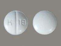 Pill with imprint K 18, white, round, 6 mm (Oxycodone Hydrochloride 5 mg)