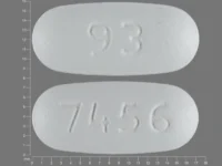 Pill with imprint 93 7456, white, oval, 17 mm (Glipizide and Metformin Hydrochloride Glipizide 2.5 mg / Metformin Hydrochloride 500 mg)