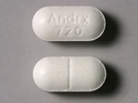 Pill with imprint Andrx 720, white, oval, 21 mm (Potassium Chloride 20 mEq)