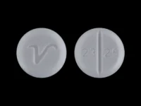 Pill with imprint 2325 V, white, round, 6 mm (Benztropine Mesylate 0.5 mg)