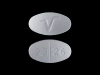 Pill with imprint 2326 V, white, oval, 10 mm (Benztropine Mesylate 1 mg)