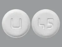 Pill with imprint U 45, white, round, 7 mm (Guanfacine Hydrochloride 1 mg)