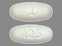 Pill with imprint I 125, white, oval, 16 mm (Metronidazole 500 mg)