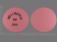 Pill with imprint WELLBUTRIN SR 200, pink, round, 12 mm (Bupropion Hydrochloride 200 mg)