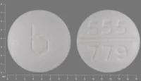 Pill with imprint 555 779 b, white, round, 7 mm (Medroxyprogesterone Acetate 10 mg)