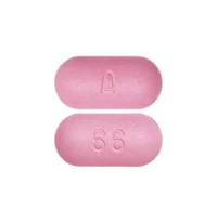 Pill with imprint A 66, pink, oval, 18 mm (Amoxicillin 500 mg)