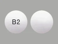 Pill with imprint B2, white, round, 8 mm (Chlorpromazine Hydrochloride 25 mg)