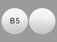 Pill with imprint B5, white, round, 14 mm (Chlorpromazine Hydrochloride 200 mg)