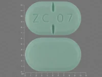 Pill with imprint ZC 07, green, oval, 10 mm (Haloperidol 5 mg)