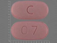 Pill with imprint C 07, pink, capsule, 14 mm (Fluconazole 200 mg)