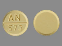 Pill with imprint AN 573, yellow, round, 11 mm (Bethanechol Chloride 25 mg)