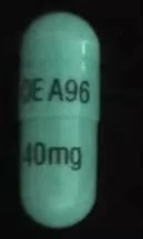 Pill with imprint OEA96 40mg, blue, capsule, 16 mm (Esomeprazole Magnesium 40 mg)