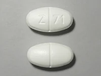 Pill with imprint Z 71, white, oval, 19 mm (Metformin Hydrochloride 1000 mg)