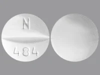 Pill with imprint N484, white, round, 13 mm (Pyrazinamide 500 mg)