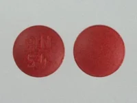 Pill with imprint AN 54, red, round, 9 mm (Demeclocycline 150 mg)