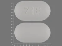 Pill with imprint Z18, white, capsule, 12 mm (Losartan Potassium 100 mg)