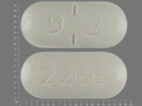 Pill with imprint 93 2268, white, oval, 19 mm (Amoxicillin 250 mg)