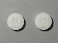 Pill with imprint 10 M, white, round, 7 mm (Methylphenidate Hydrochloride 10 mg)