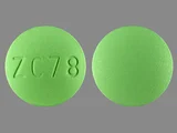 Pill with imprint ZC 78, green, round, 11 mm (Risperidone 4 mg)