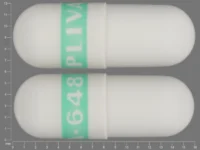 Pill with imprint PLIVA 648, white, capsule, 16 mm (Fluoxetine 20 mg)