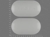 Pill with imprint RX504, white, capsule, 14 mm (Acyclovir 400 mg)