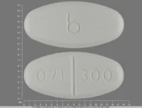 Pill with imprint b 071 300, white, oval, 18 mm (Isoniazid 300 mg)