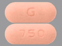 Pill with imprint G 750, orange, capsule, 19 mm (Methocarbamol Tablets 750 mg)
