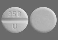 Pill with imprint 350 U, white, round, 11 mm (Allopurinol 300 mg)