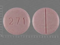 Pill with imprint 271, pink, round, 10 mm (Carbamazepine 100 mg)