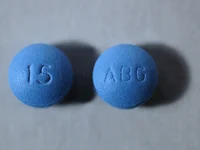 Pill with imprint ABG 15, blue, round, 7 mm (Morphine Sulfate 15 mg)