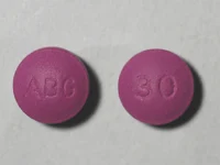 Pill with imprint ABG 30, purple, round, 7 mm (Morphine Sulfate 30 mg)